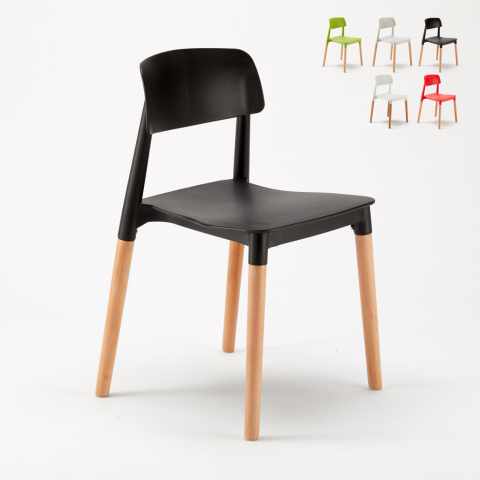 Barcellona AHD stabelbar design spisebords stol i polypropylen og træ