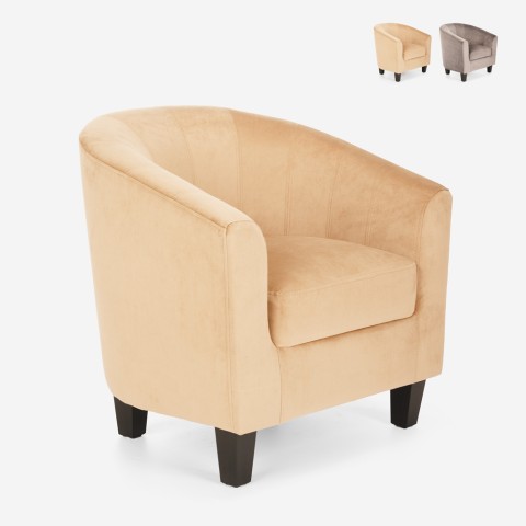 Lænestol i fløjl moderne design stue kontor Seashell Lux