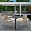 Licorice helt sort cafebord sæt: 2 Ice farvet stole, 60cm kvadratisk bord Egenskaber
