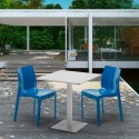 Meringue helt hvidt café sæt: 2 Ice farvet stole, 70cm kvadratisk bord Egenskaber