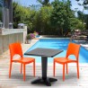 Aia sort havebord sæt: 2 Paris farvet stole og 70cm kvadratisk bord Valgfri