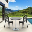 Cosmopolitan sort cafebord sæt: 2 Wedding farvet stole og 70cm rundt bord Model