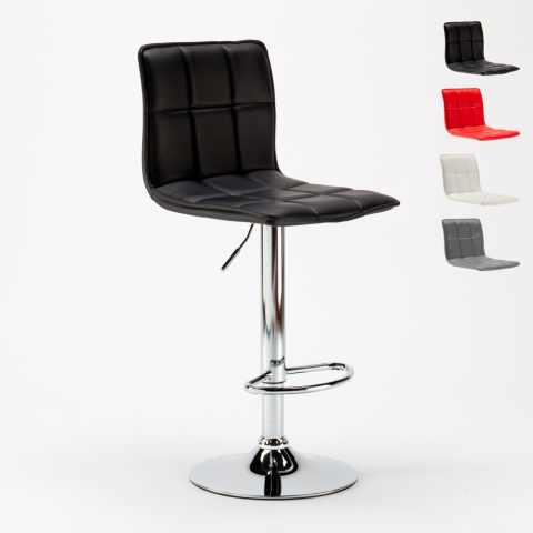 Phoenix højdejusterbar barstol med ryglæn i eco læder og forkromet stel Kampagne