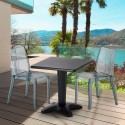 Balcony sort havebord sæt: 2 Dune gennemsigtig stole og 70cm kvadratisk bord Tilbud