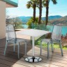 Titanium hvid cafebord sæt: 2 Dune gennemsigtig stole og 70cm kvadratisk bord Tilbud