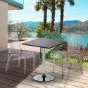 Platinum sort cafebord sæt: 2 Dune gennemsigtig stole og 70cm kvadratisk bord Tilbud