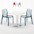 Caffè have bord sæt cafesæt med bord 70x70cm og 2 gennemsigtige stole Kampagne