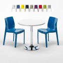Long Island hvid cafebord sæt: 2 Ice farvet stole og 70cm rundt bord Tilbud