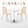 Long Island hvid cafebord sæt: 2 Wedding farvet stole og 70cm rundt bord På Tilbud