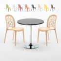 Cosmopolitan sort cafebord sæt: 2 Wedding farvet stole og 70cm rundt bord Tilbud