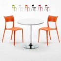 Long Island hvid cafebord sæt: 2 Parisienne farvet stole og 70cm rundt bord På Tilbud