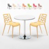 Long Island hvid cafebord sæt: 2 Gelateria farvet stole og 70cm rundt bord Tilbud