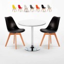 Long Island hvid cafebord sæt: 2 Nordica farvet stole og 70cm rundt bord Udvalg
