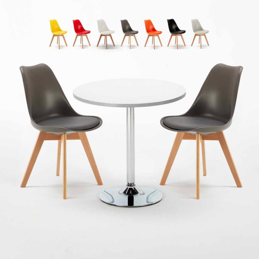 Long Island hvid cafebord sæt: 2 Nordica farvet stole og 70cm rundt bord Rabatter