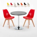 Cosmopolitan sort cafebord sæt: 2 Nordica farvet stole og 70cm rundt bord Mængderabat