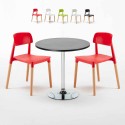Cosmopolitan sort cafebord sæt: 2 Barcellona farvet stole og 70cm rundt bord Udsalg