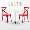 Cocktail hvid cafebord sæt: 2 Vintage farvet stole og 70cm kvadratisk bord Udsalg
