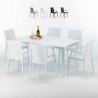 SummerLife hvid havebord sæt: 6 Bistrot Arm farvet stole og 150x90 cm bord På Tilbud