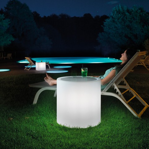 Lysende lavt rundt udendørs bord 55 cm poolbar Home Fitting