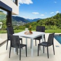 Love hvid havebord sæt: 4 Bistrot farvet stole og 90cm kvadratisk bord Rabatter