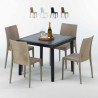 Passion sort havebord sæt: 4 Bistrot farvet stole og 90cm kvadratisk bord På Tilbud