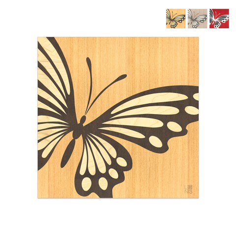 Indlagt træbillede 75x75cm moderne design Butterfly