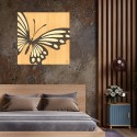 Butterfly billede dekoration 75x75 cm sommerfugl med indlagt træ Udsalg