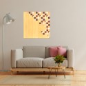 Triangles billede dekoration 75x75 cm moderne lavet med indlagt træ Udsalg