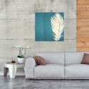 Plume billede dekoration 75x75 cm moderne motiv lavet med indlagt træ Udsalg