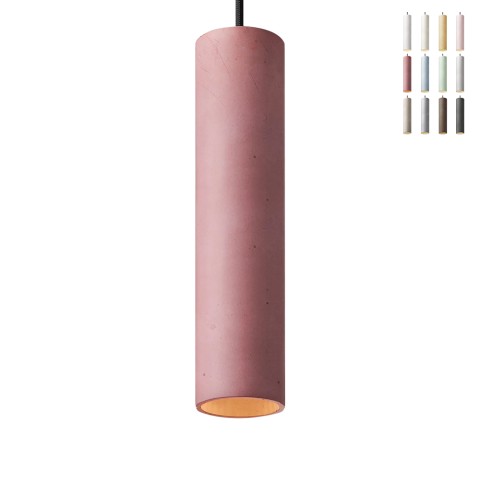 Cromia pendel loftlampe 28 cm cylinderformet led lampe cement farverig Kampagne