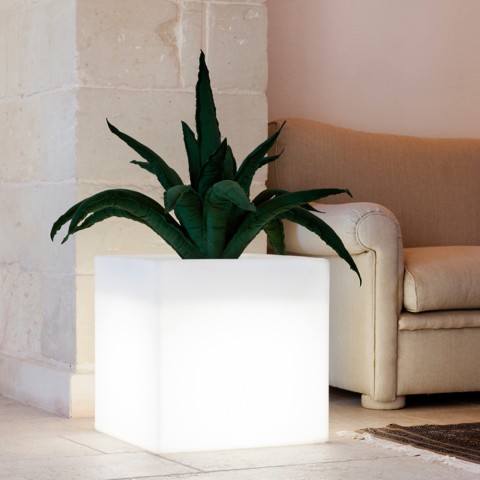 Ellenico høj kvadratisk vase plast krukke potte med indbygget lys