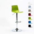 Imola højdejusterbar barstol med ryglæn plast i mange farver forkromet stel Kampagne