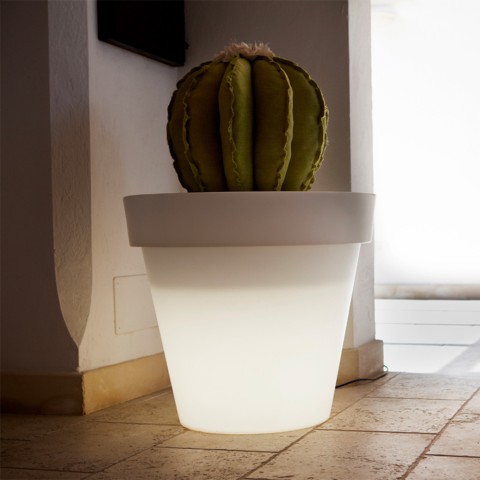Romano høj rund vase plast krukke potte med indbygget lys