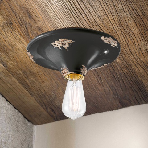 Vintage PL stor loftlampe loftroset keramik led lys soveværelse stue Kampagne