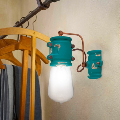 Væglampe industrielt design vintage væglampe jern og keramik Urban AP1
