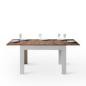 Bibi Mix BN hvid valnød 90x120-180 cm lille træ spisebord med udtræk Tilbud