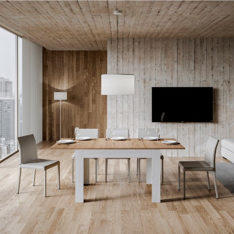 Udtrækkeligt køkkenbord 90x120-180cm hvidt træ Bibi Mix BQ