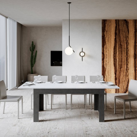 Udtrækbart spisebord 90x160-220cm hvid grå Bibi Mix AB