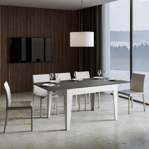 Cico Mix BA hvid grå 90x120-180 cm lille træ spisebord med udtræk