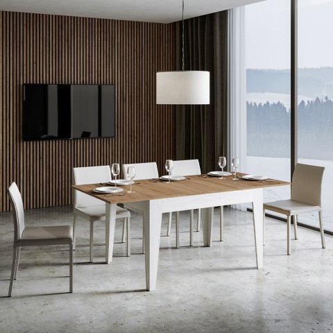 Udtrækkeligt køkkenbord 90x120-180cm hvidt træ Cico Mix BQ