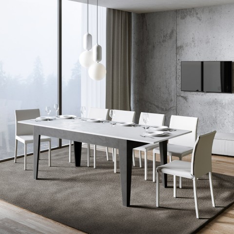 Cico Mix AB grå hvid 90x160-220 cm lille træ spisebord med udtræk