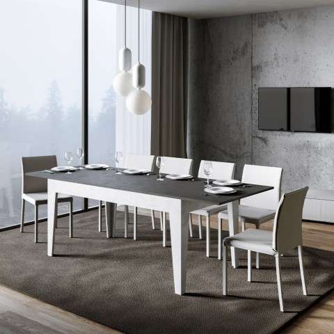 Cico Mix BA hvid grå 90x160-220 cm lille træ spisebord med udtræk