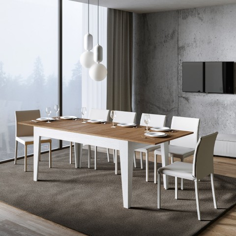 Moderne udtrækbart køkkenbord 90x160-220cm hvidt træ Cico Mix BQ