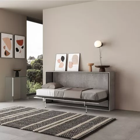 Enkelt grå seng 85x185cm med vandrette sammenklappelige lameller Kando CM