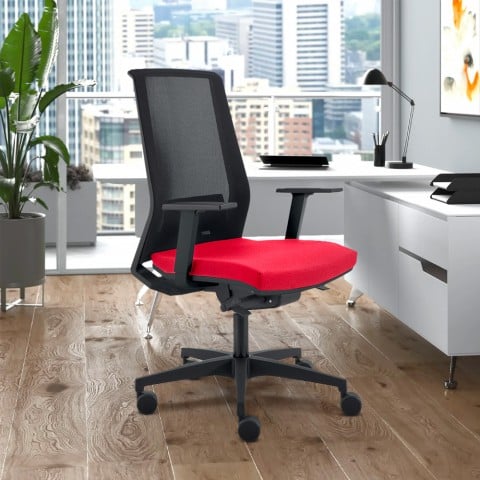 Ergonomisk kontorstol rød design lænestol med åndbart mesh Blow R