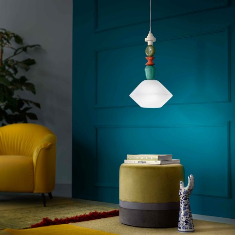 Lariat SO-G pendel loftlampe glas keramik håndmalet led lampe til stue