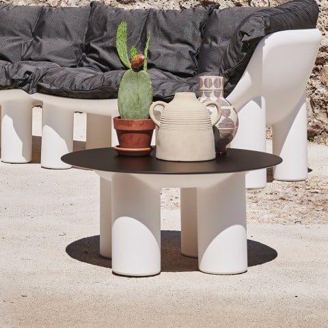 Rundt lavt bord til udendørs have terrasse design Atene T1