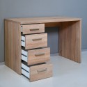 KimDesk 110x60 cm lille skrivebord træ med 4 skuffer opbevaring eg Model