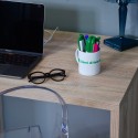 KimDesk 110x60 cm lille skrivebord træ med 4 skuffer opbevaring eg Valgfri