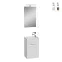 Mia væghængt lille badeværelses møbel skab 40cm håndvask spejl LED lys På Tilbud